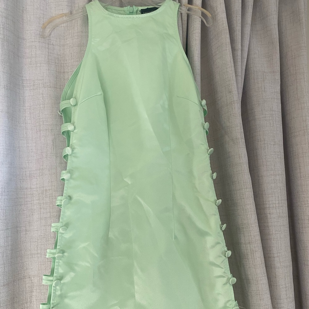 PrettyLittleThing green satin dress